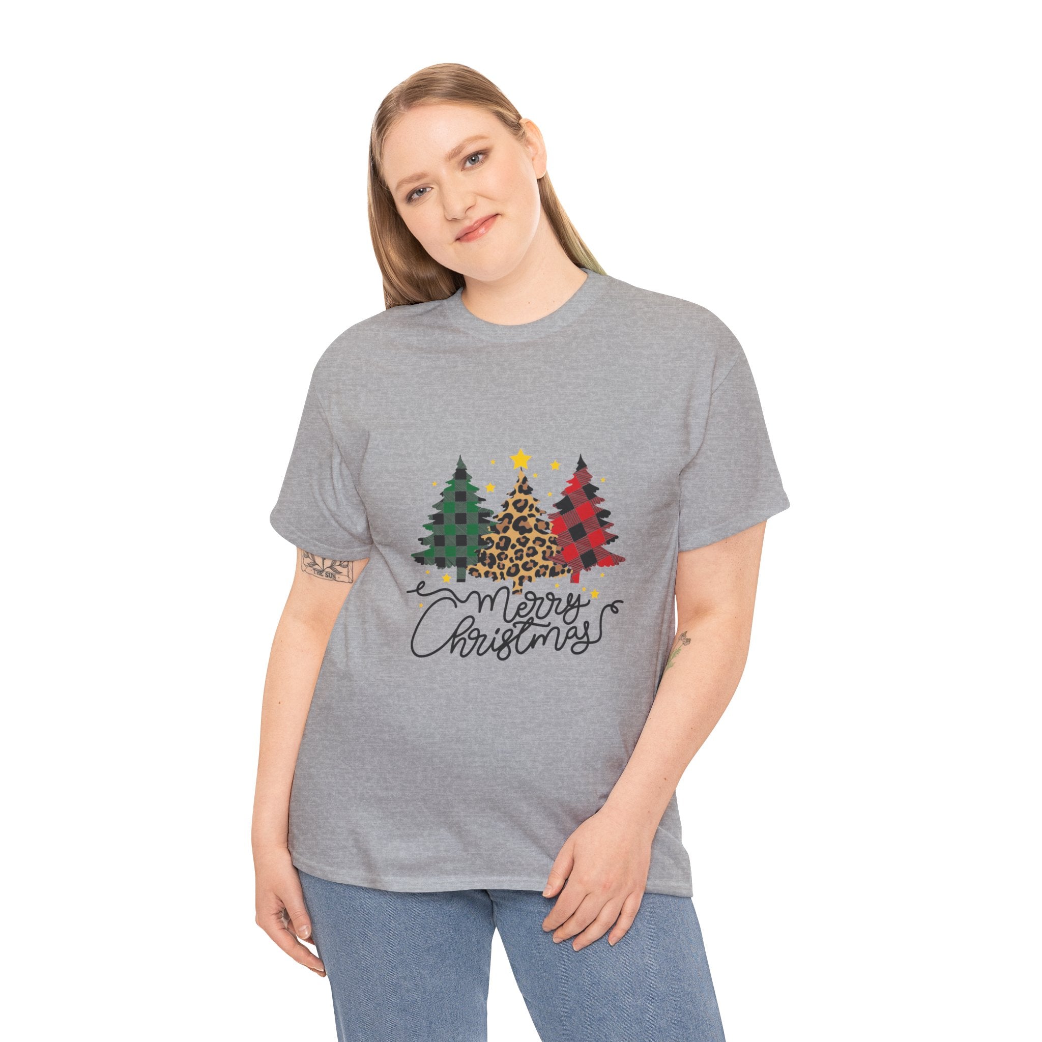 Merry Christmas Unisex Heavy Cotton Tee, Holiday T-Shirt, Festive Apparel, Christmas Gift, Winter Wear, Casual Top