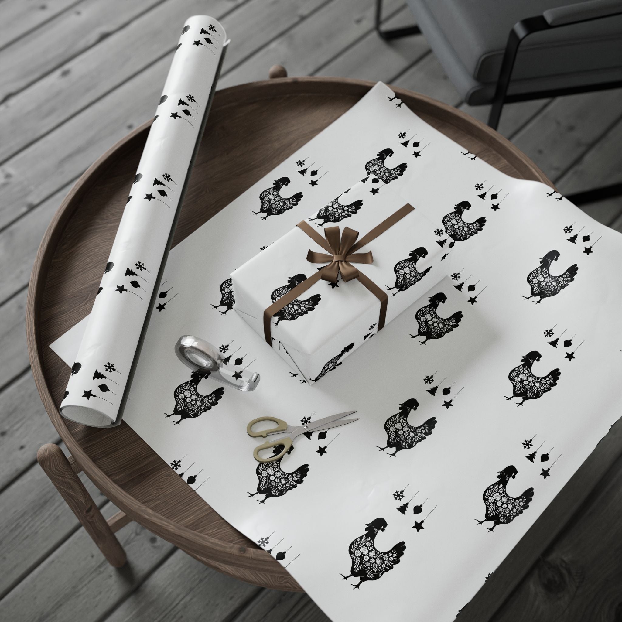 Charming Chicken Themed Wrapping Paper, Gift Wrap for Farmhouse Decor, Holiday & Celebration, Rustic Gift Packaging, Party Supplies