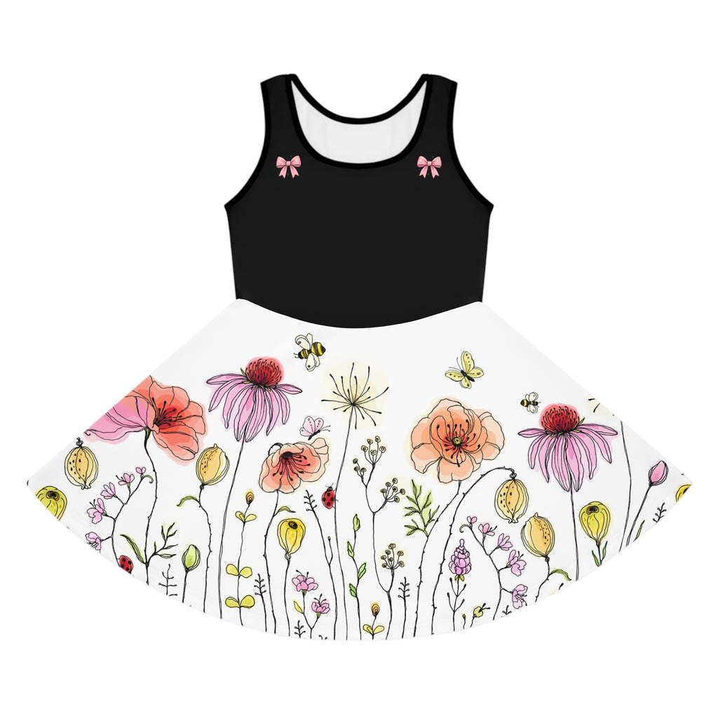 Girls' Floral Sundress — Watercolor Wildflower Swing Dress