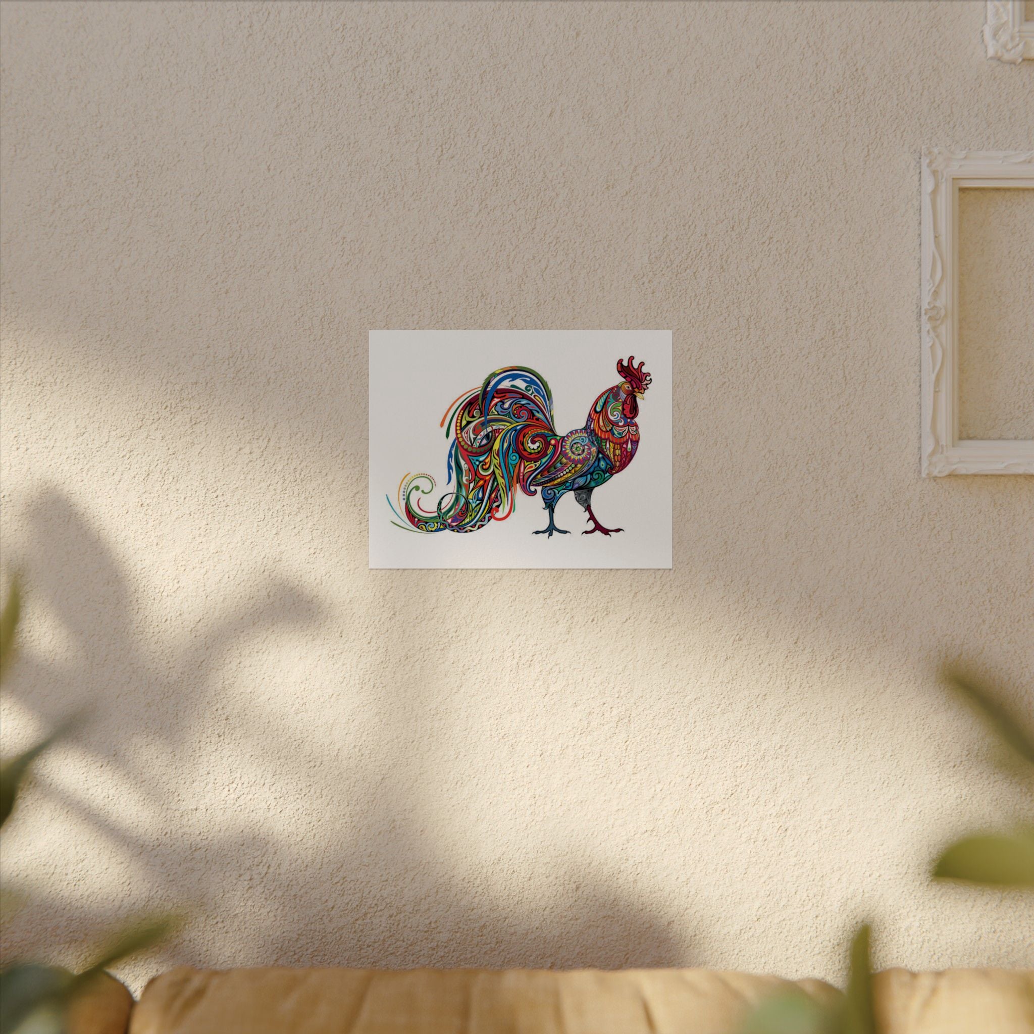 Colorful Rooster Art Print - Textured Watercolor Poster