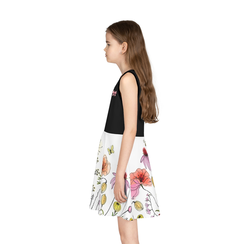 Girls' Floral Sundress — Watercolor Wildflower Swing Dress