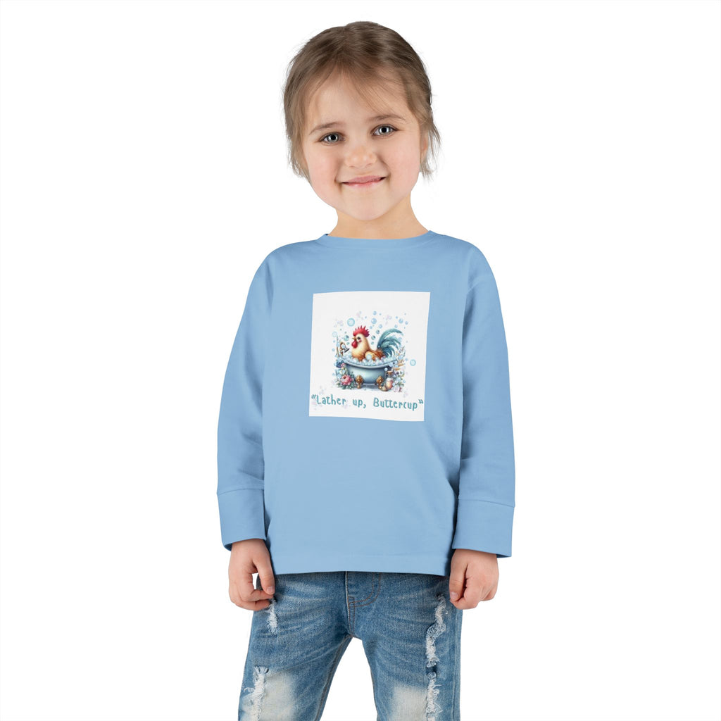 Cute Toddler Long Sleeve Tee with 'Lather up, Buttercup' Design