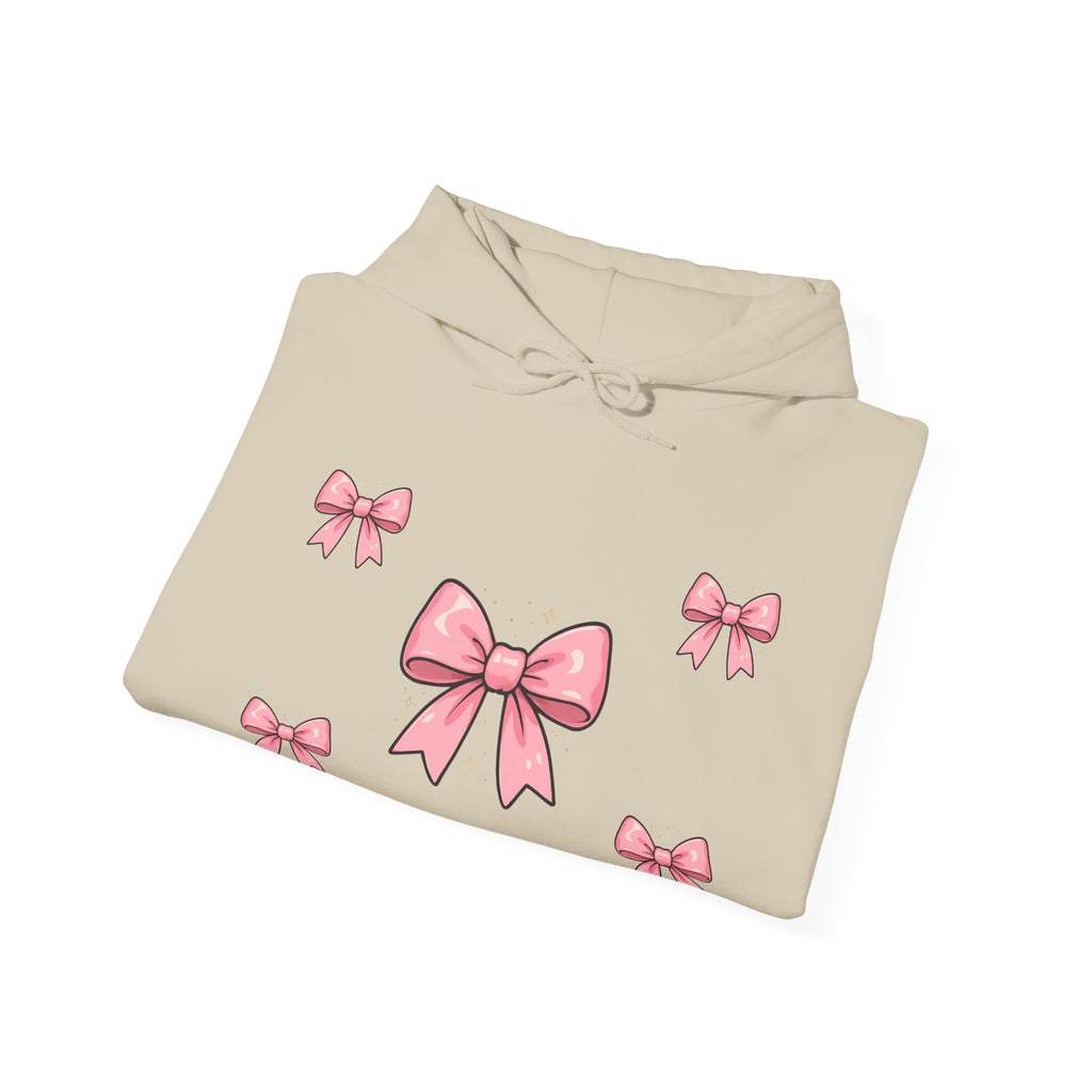 Pink Ribbon Bow Hoodie — Cute Pastel Bow Graphic Sweatshirt