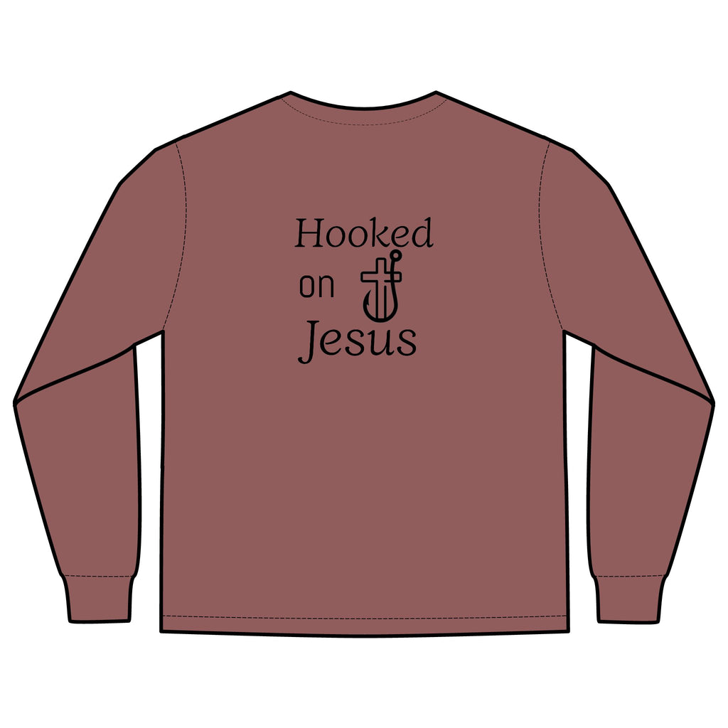 Long Sleeve Pocket T-Shirt - Hooked on Jesus