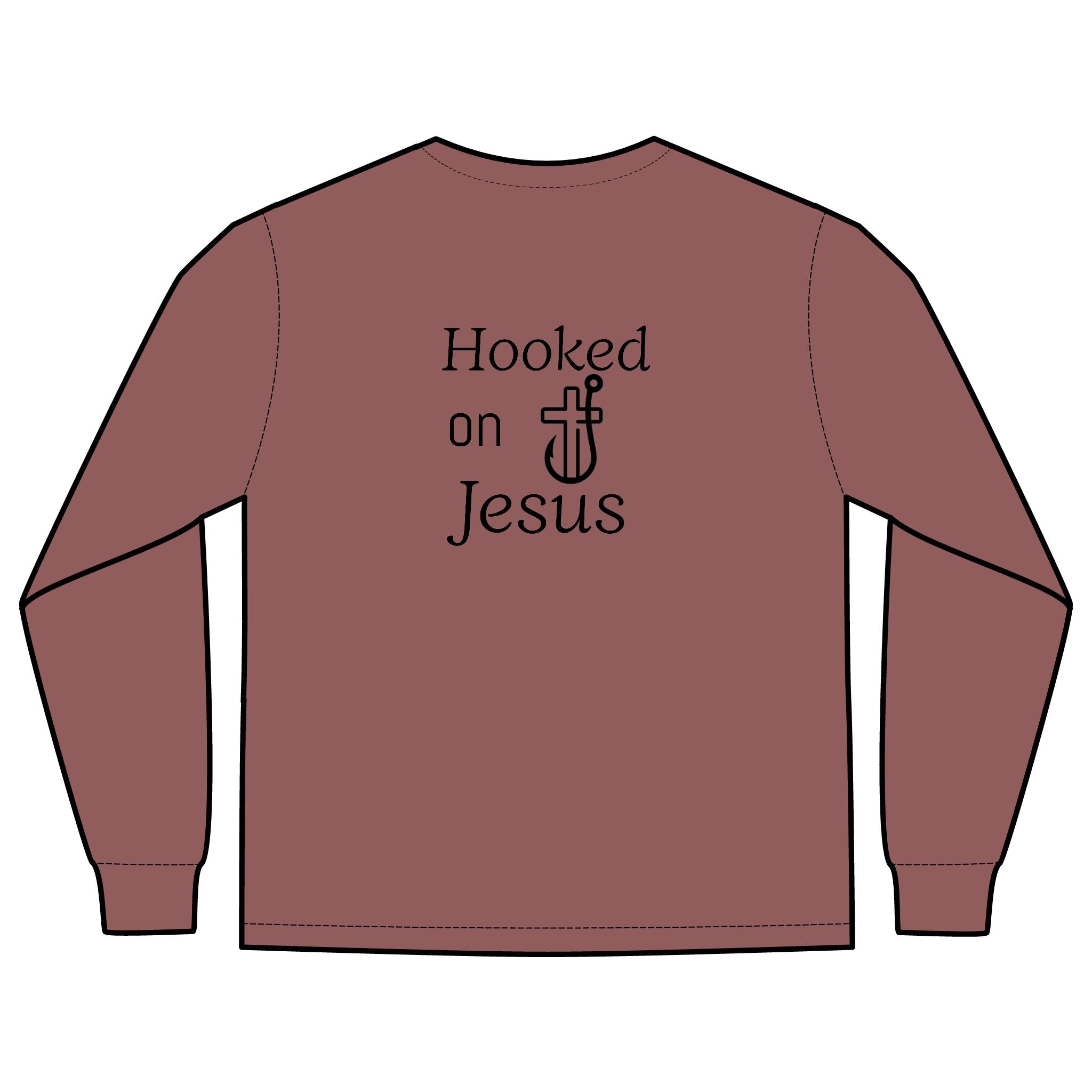 Long Sleeve Pocket T-Shirt - Hooked on Jesus