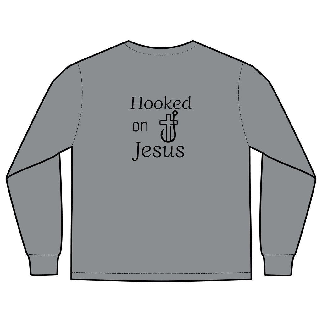Long Sleeve Pocket T-Shirt - Hooked on Jesus
