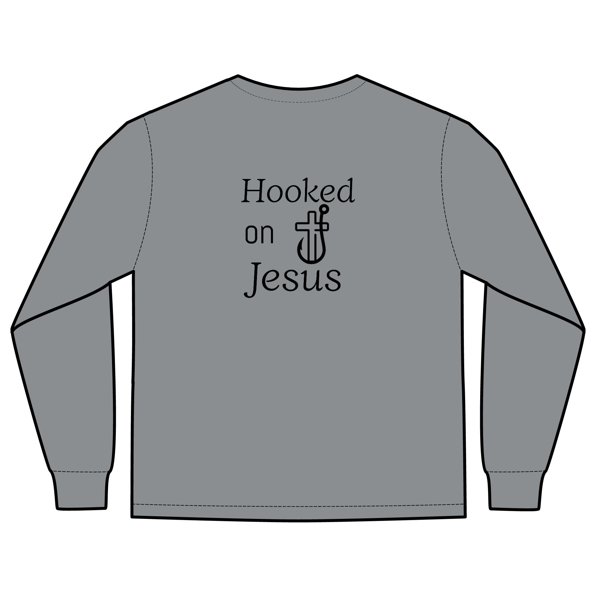 Long Sleeve Pocket T-Shirt - Hooked on Jesus