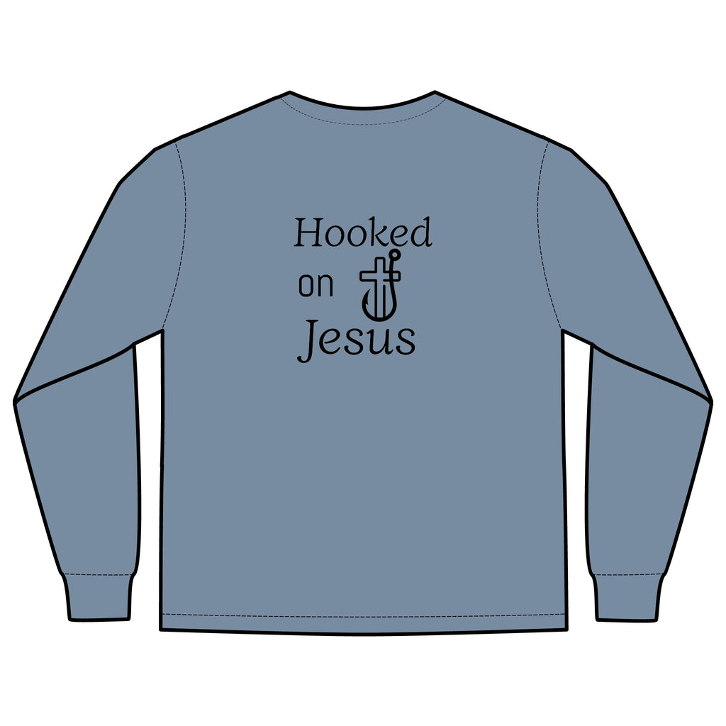 Long Sleeve Pocket T-Shirt - Hooked on Jesus