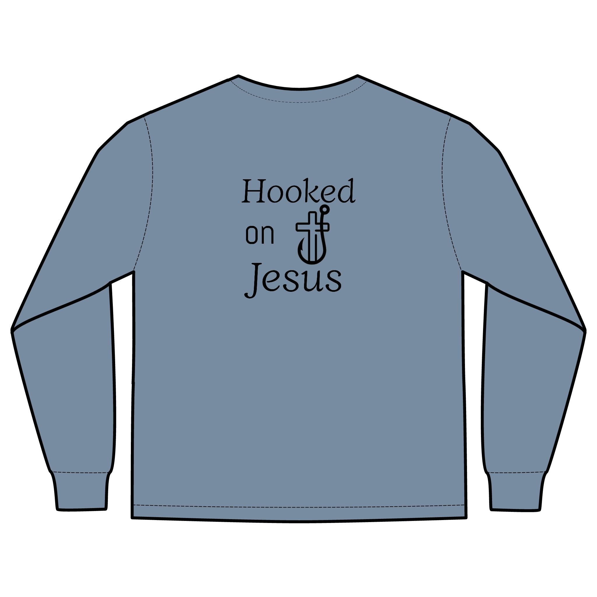 Long Sleeve Pocket T-Shirt - Hooked on Jesus