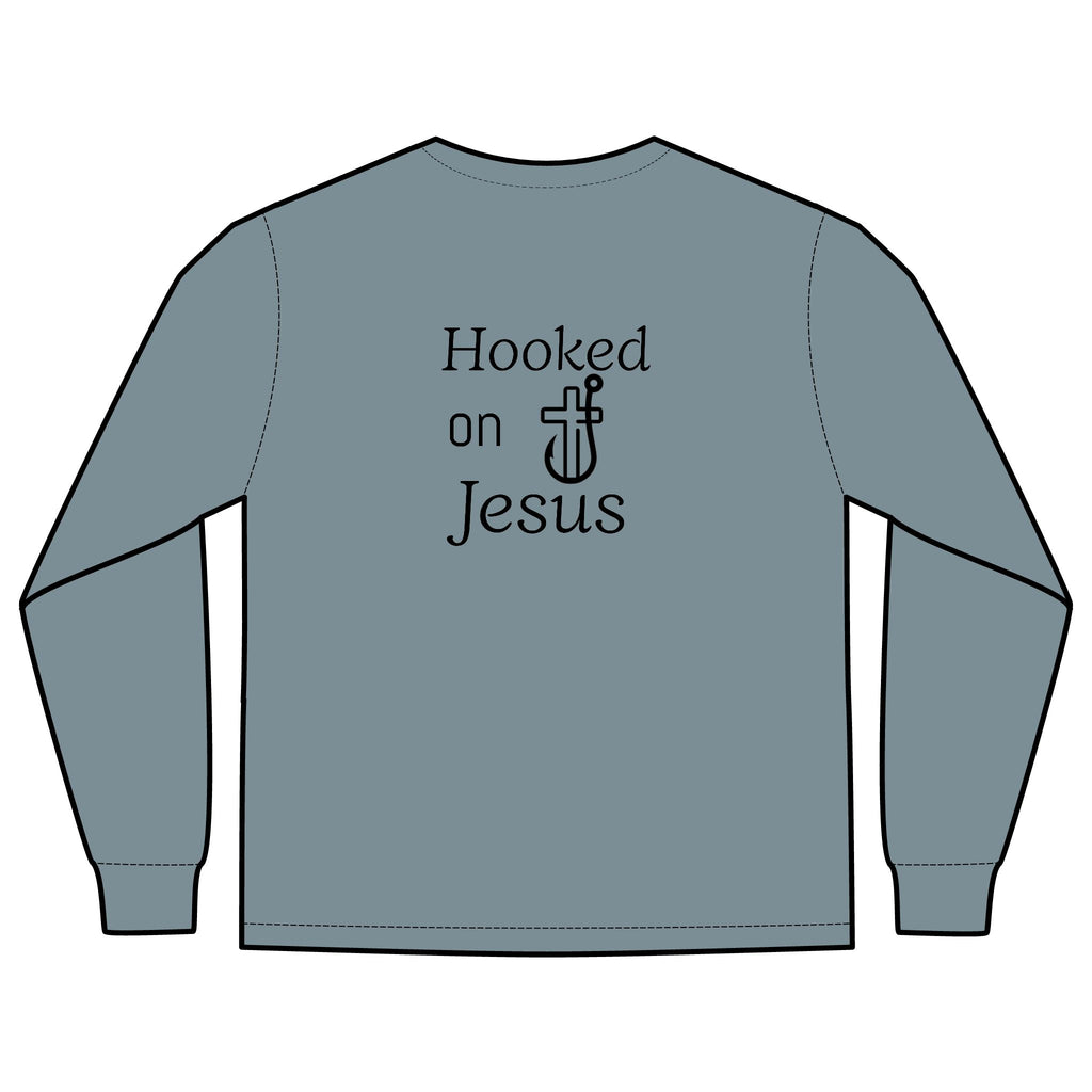 Long Sleeve Pocket T-Shirt - Hooked on Jesus