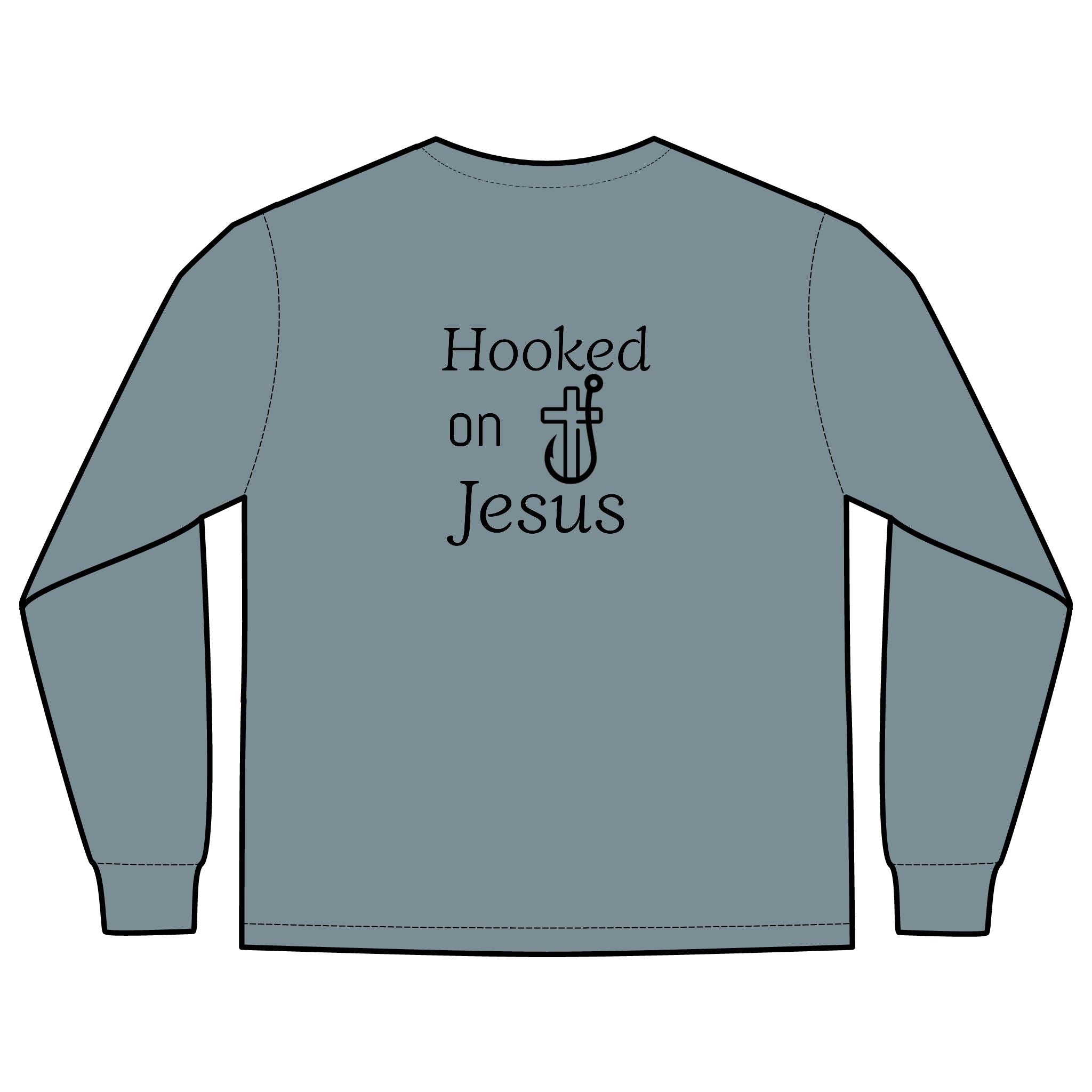Long Sleeve Pocket T-Shirt - Hooked on Jesus