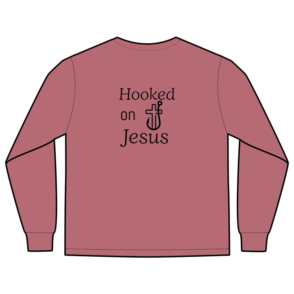 Long Sleeve Pocket T-Shirt - Hooked on Jesus