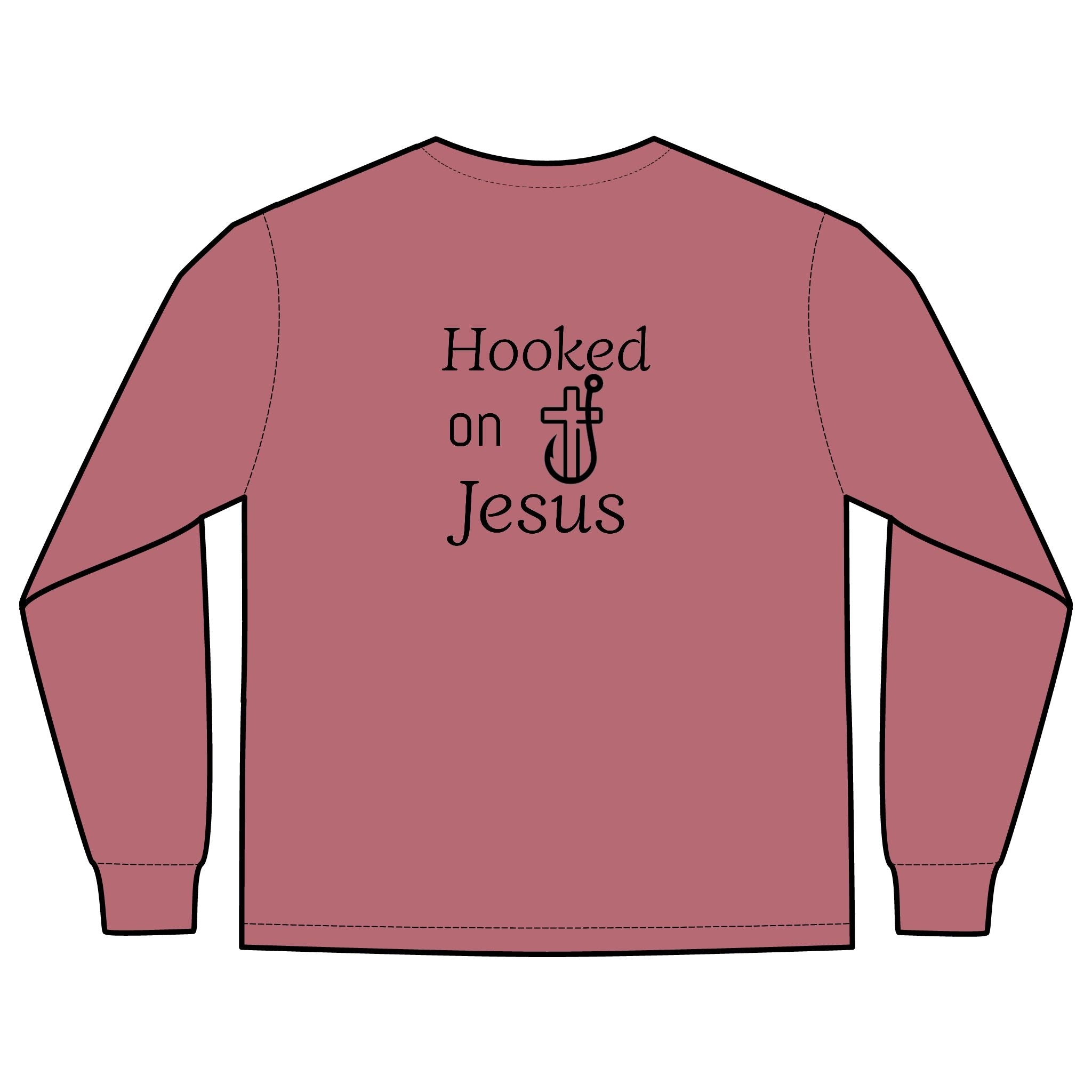Long Sleeve Pocket T-Shirt - Hooked on Jesus