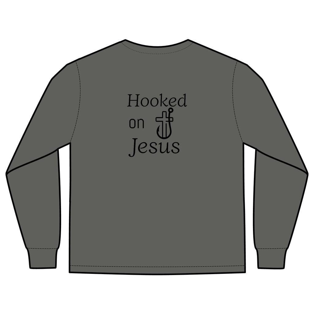 Long Sleeve Pocket T-Shirt - Hooked on Jesus