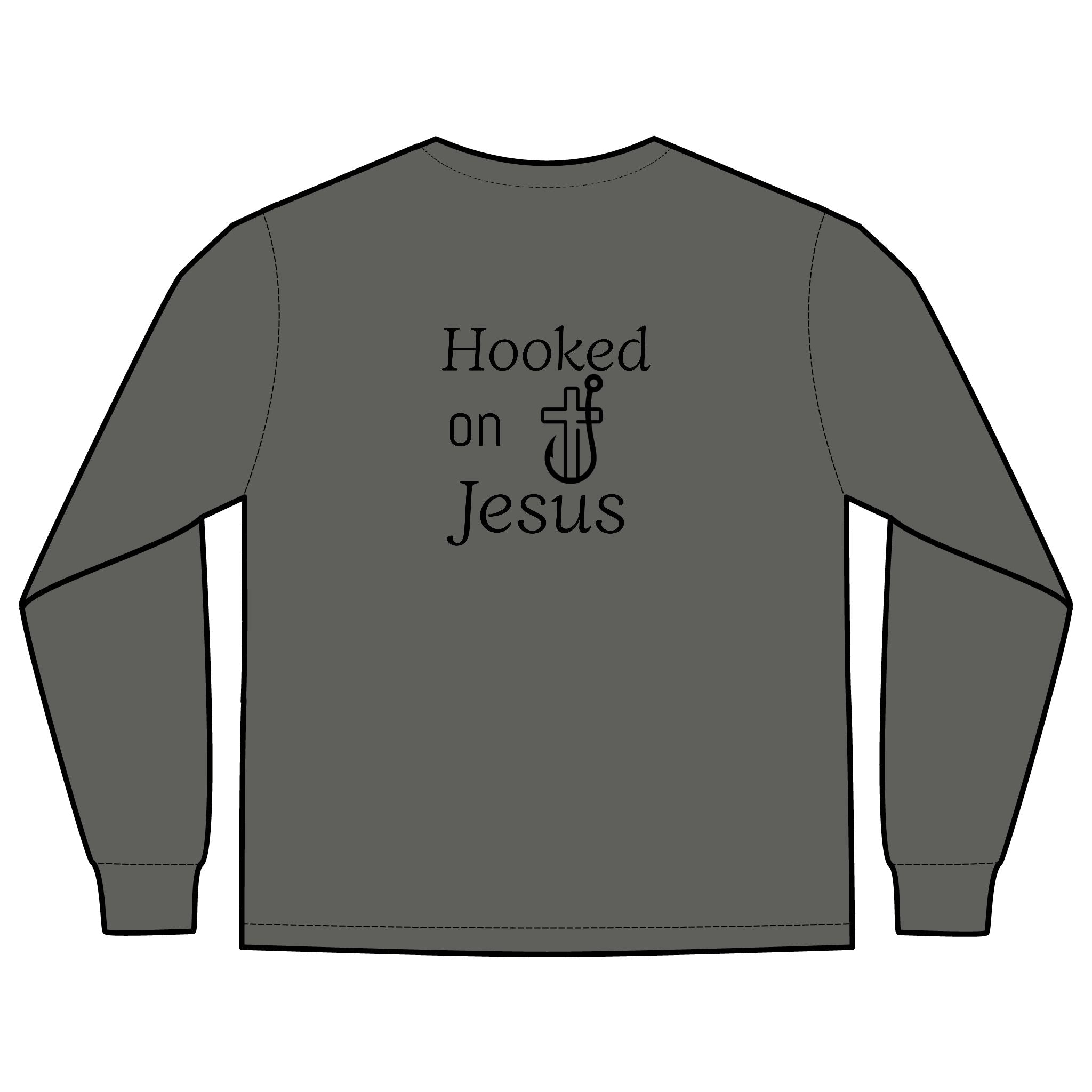 Long Sleeve Pocket T-Shirt - Hooked on Jesus