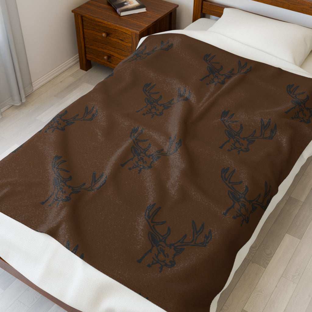 Velveteen Blanket with Rustic Antlers Design