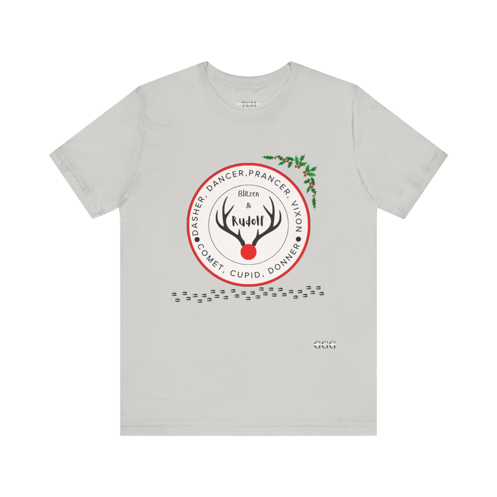 Christmas Reindeer Names T-Shirt — Rudolph & Reindeer Circle Holiday Tee