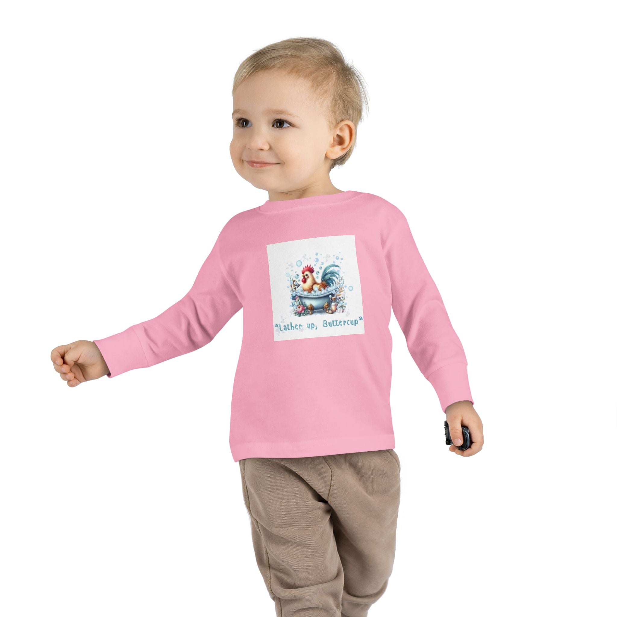 Cute Toddler Long Sleeve Tee with 'Lather up, Buttercup' Design