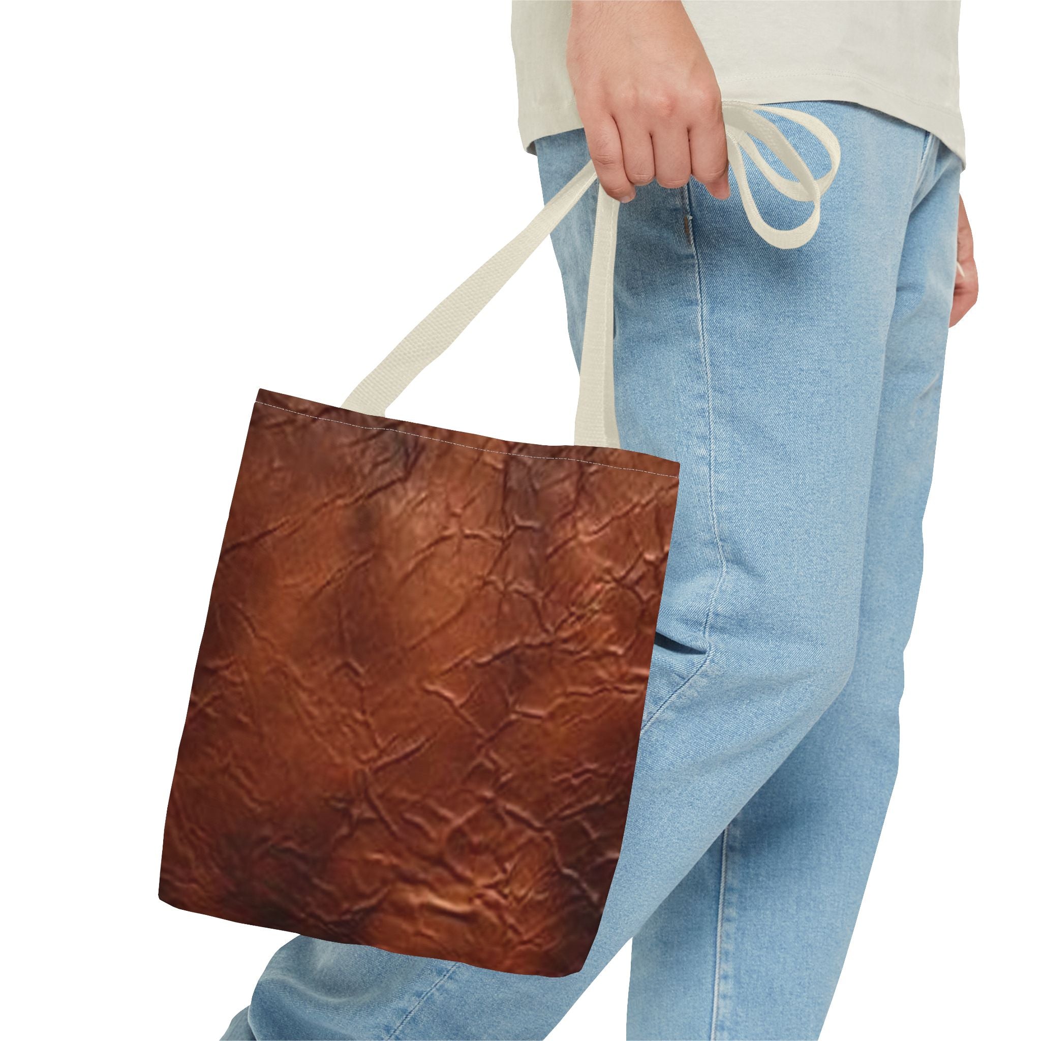 Canvas Tote Bag - Bison Leather Print Eco-Friendly Carryall for Everyday Use
