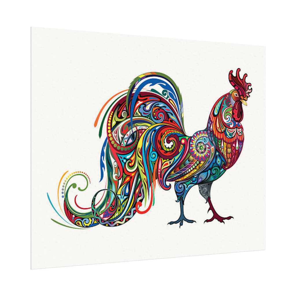 Colorful Rooster Art Print - Textured Watercolor Poster