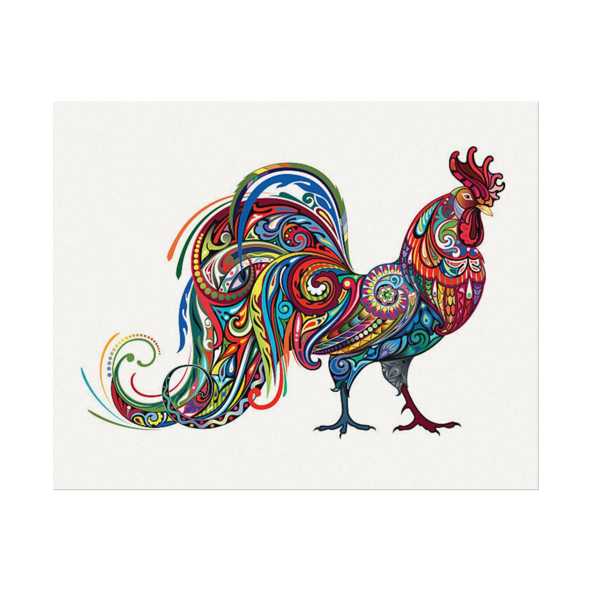 Colorful Rooster Art Print - Textured Watercolor Poster