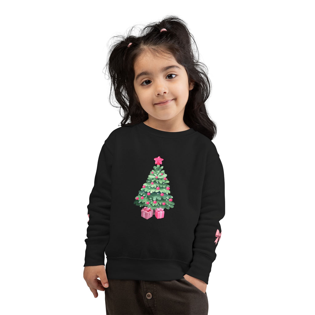 Toddler Sweatshirt — Pink Christmas Tree with Bows Holiday Pullover