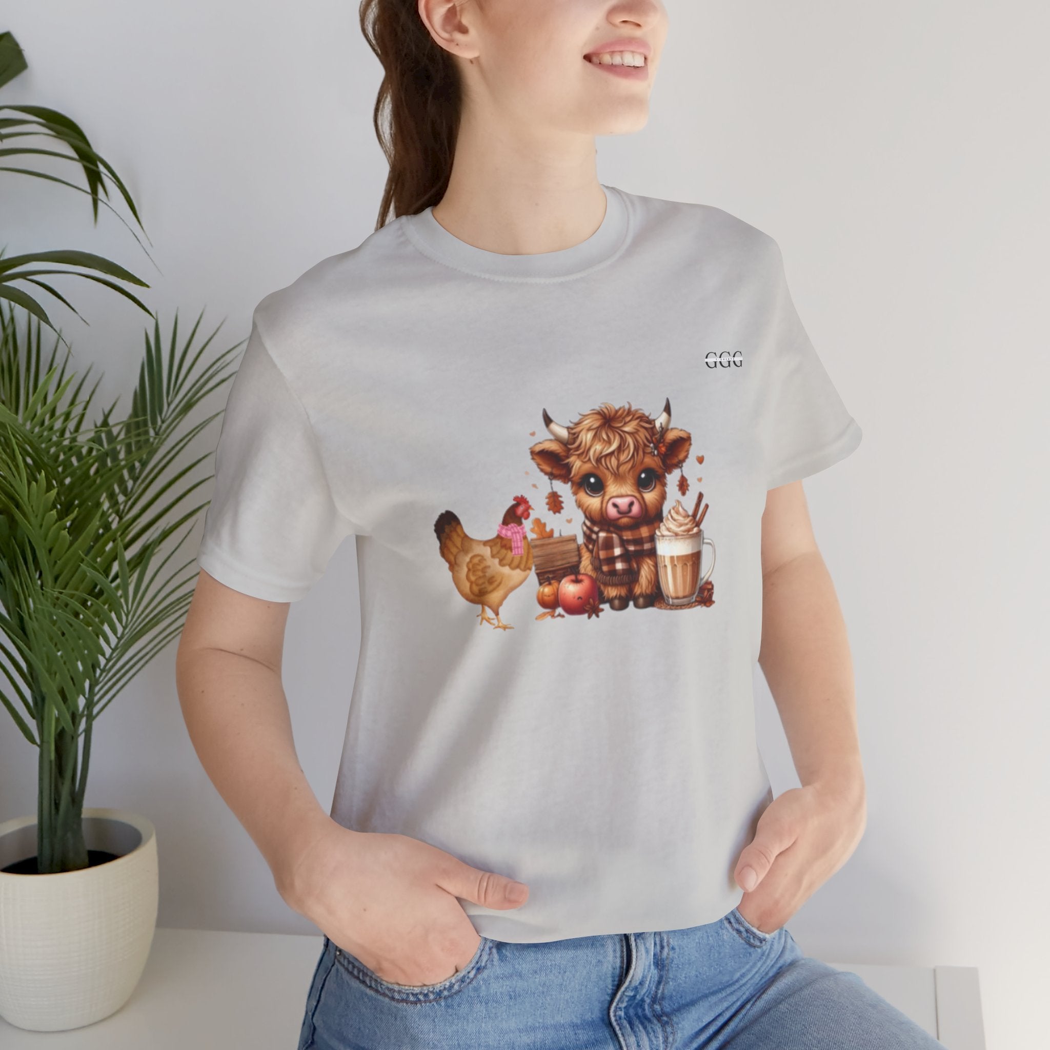 Adorable Farm Animal Tee, Cute Cow and Chicken T-Shirt, Animal Lover Gift, Funny Farm Shirt, Casual Everyday Wear