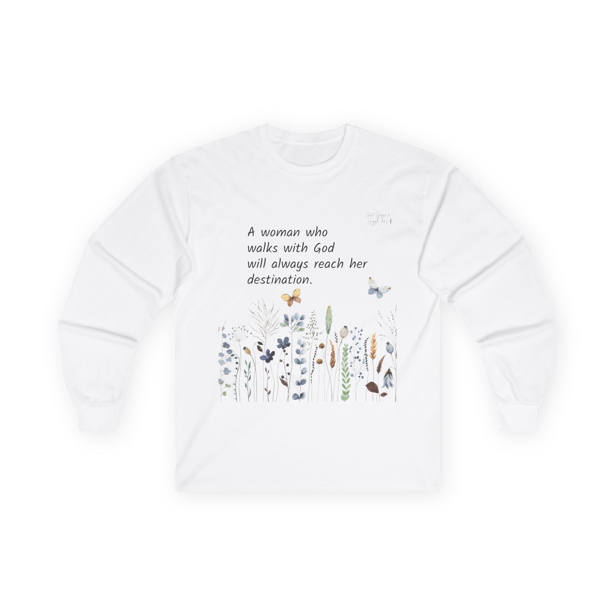 Long Sleeve Tee — Delicate Wildflower Meadow Art