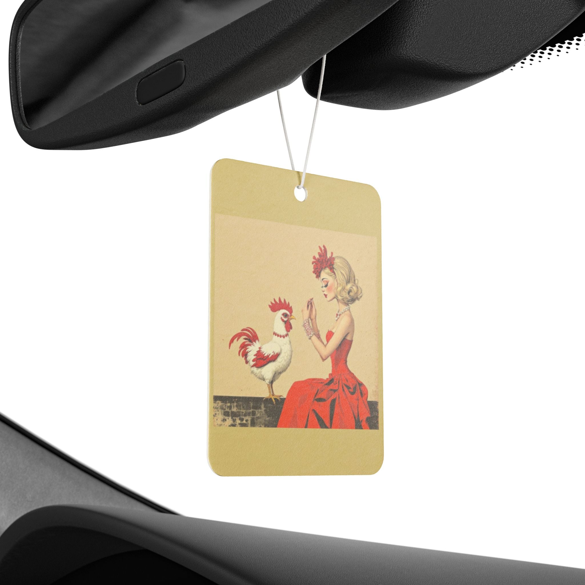Vintage Chic Car Air Freshener, Retro Decor, Gift for Her, Farmhouse Style, Rooster Design, Car Accessories