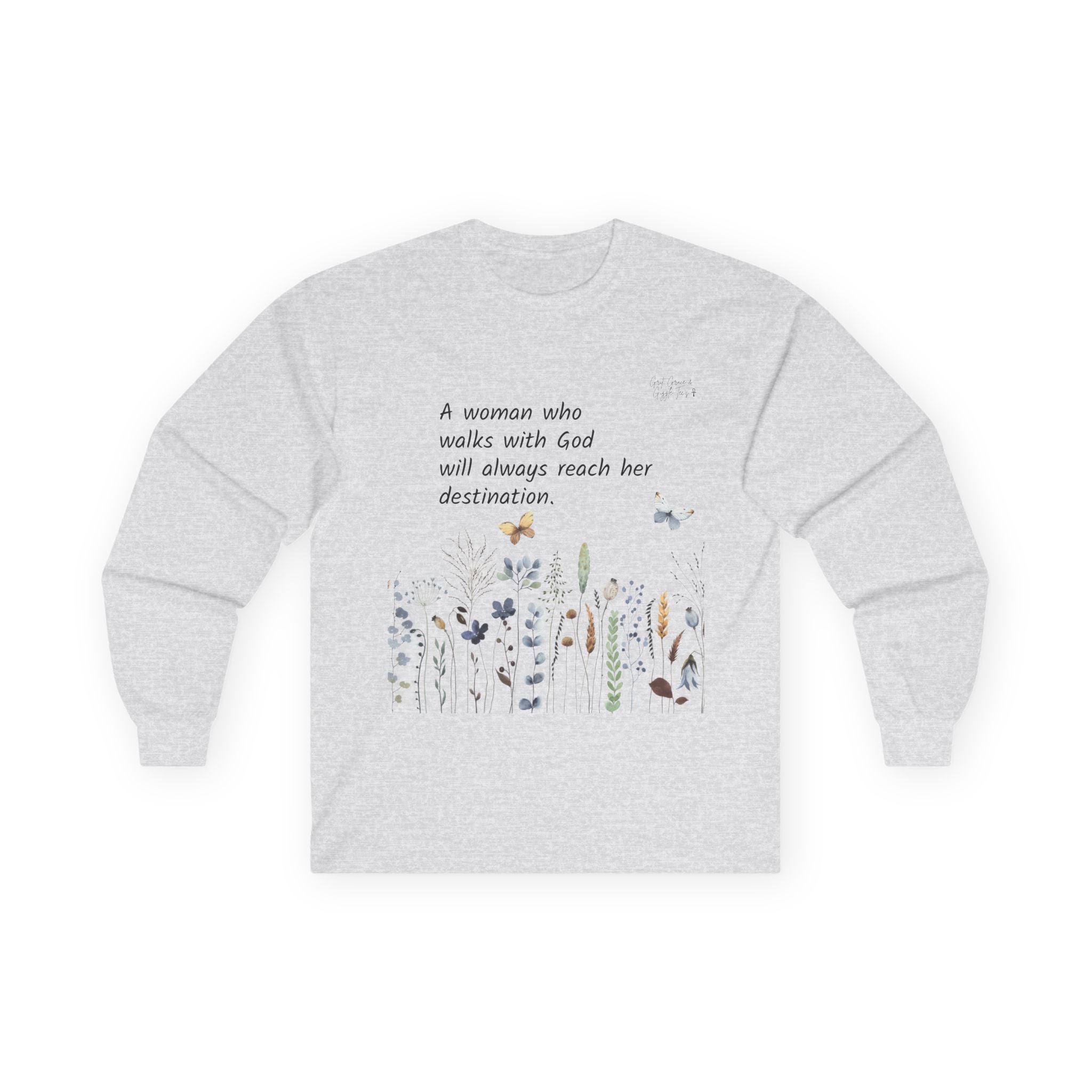 Long Sleeve Tee — Delicate Wildflower Meadow Art