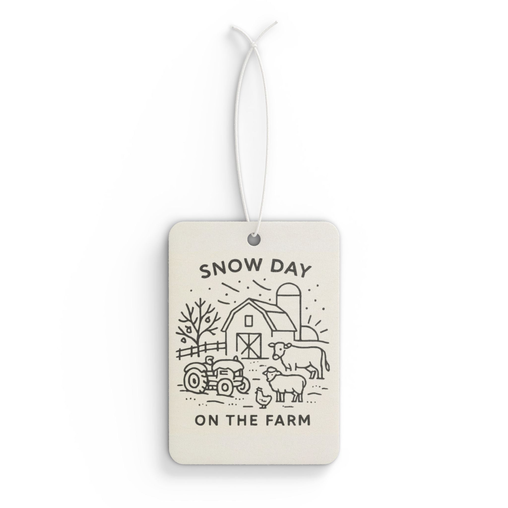 Snow Day on the Farm Car Air Freshener — Rustic Winter Farmhouse Scented Ornament