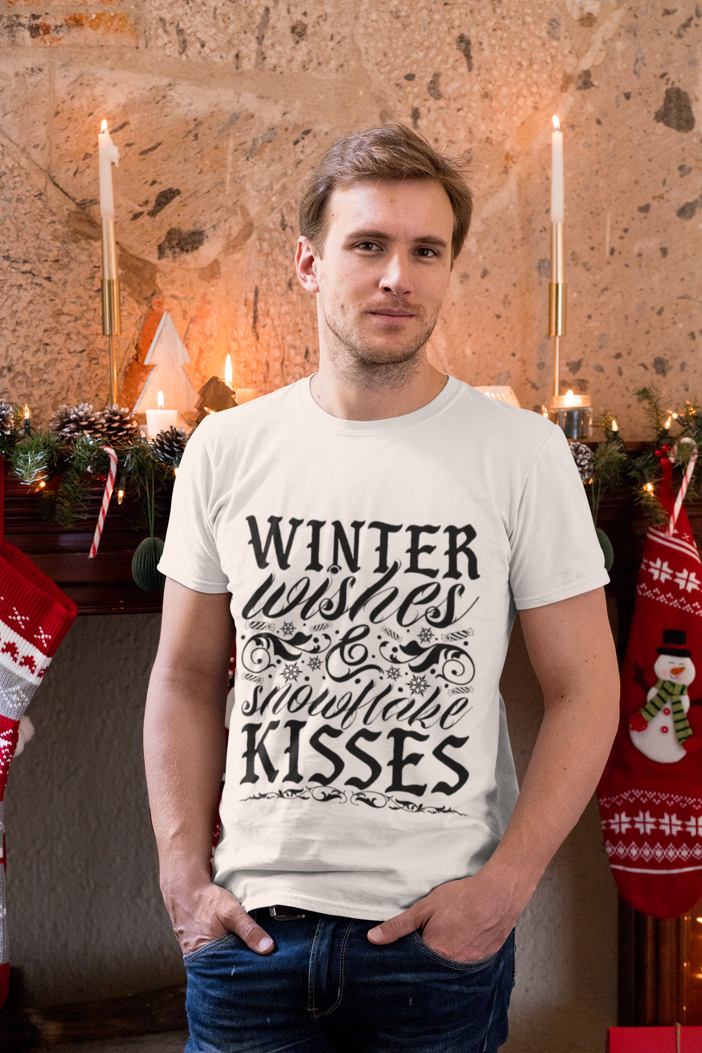 Winter Wishes Unisex Heavy Cotton Tee, Holiday T-Shirt, Snowflake Graphic Tee, Winter Apparel, Cozy Winter Gift