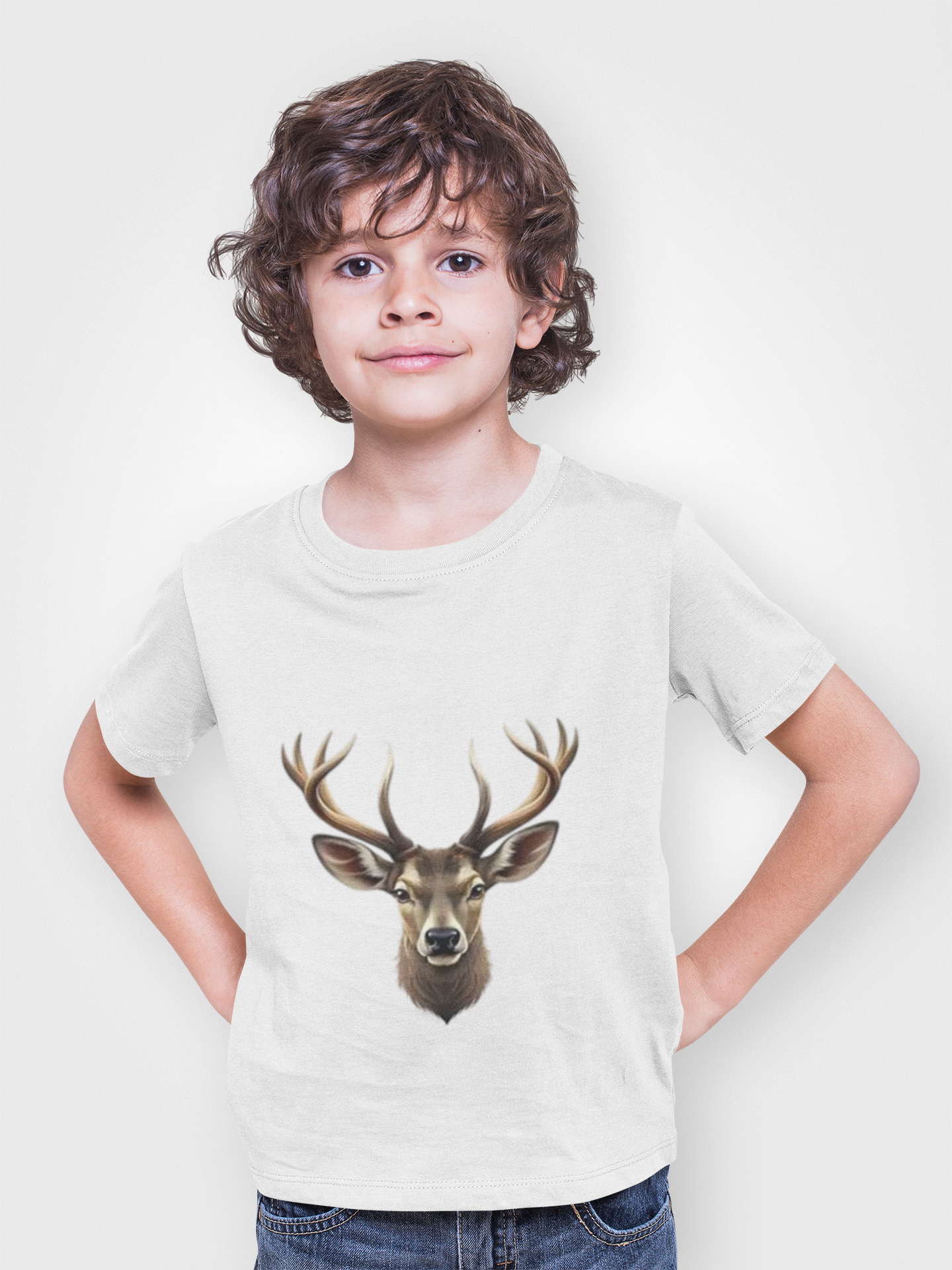 Toddler Long Sleeve Tee — Realistic Deer Head Illustration