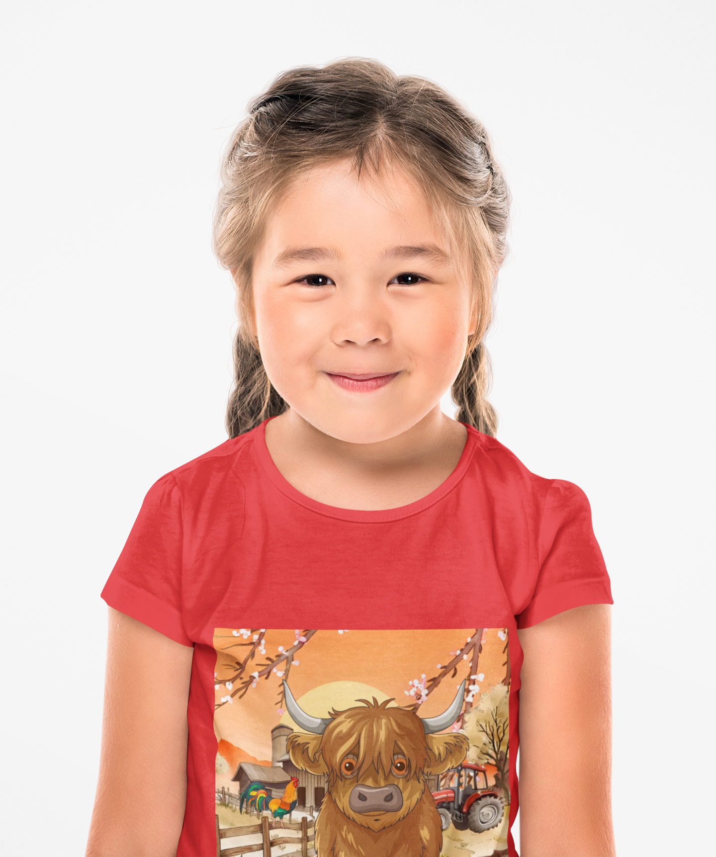 Highland Calf Toddler Long Sleeve Tee — Cute Farm Animal Kids Shirt