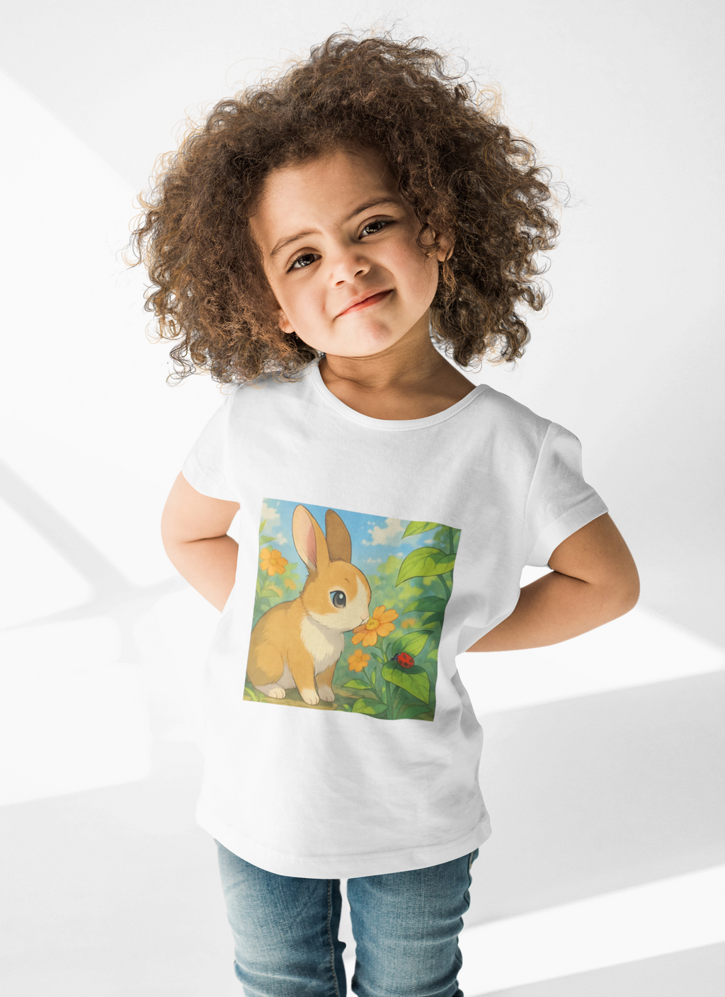 Toddler T-Shirt — Cute Bunny in Garden Kids Tee