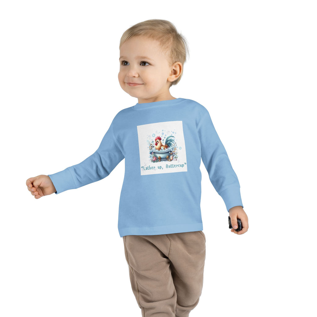 Cute Toddler Long Sleeve Tee with 'Lather up, Buttercup' Design
