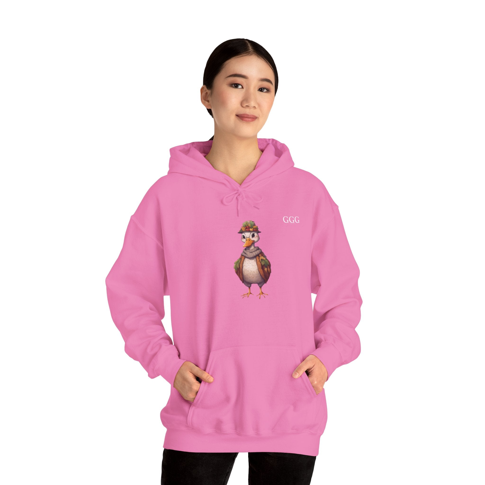 Duckling Graphic Hoodie — Cute Vintage Duck with Scarf Sweatshirt