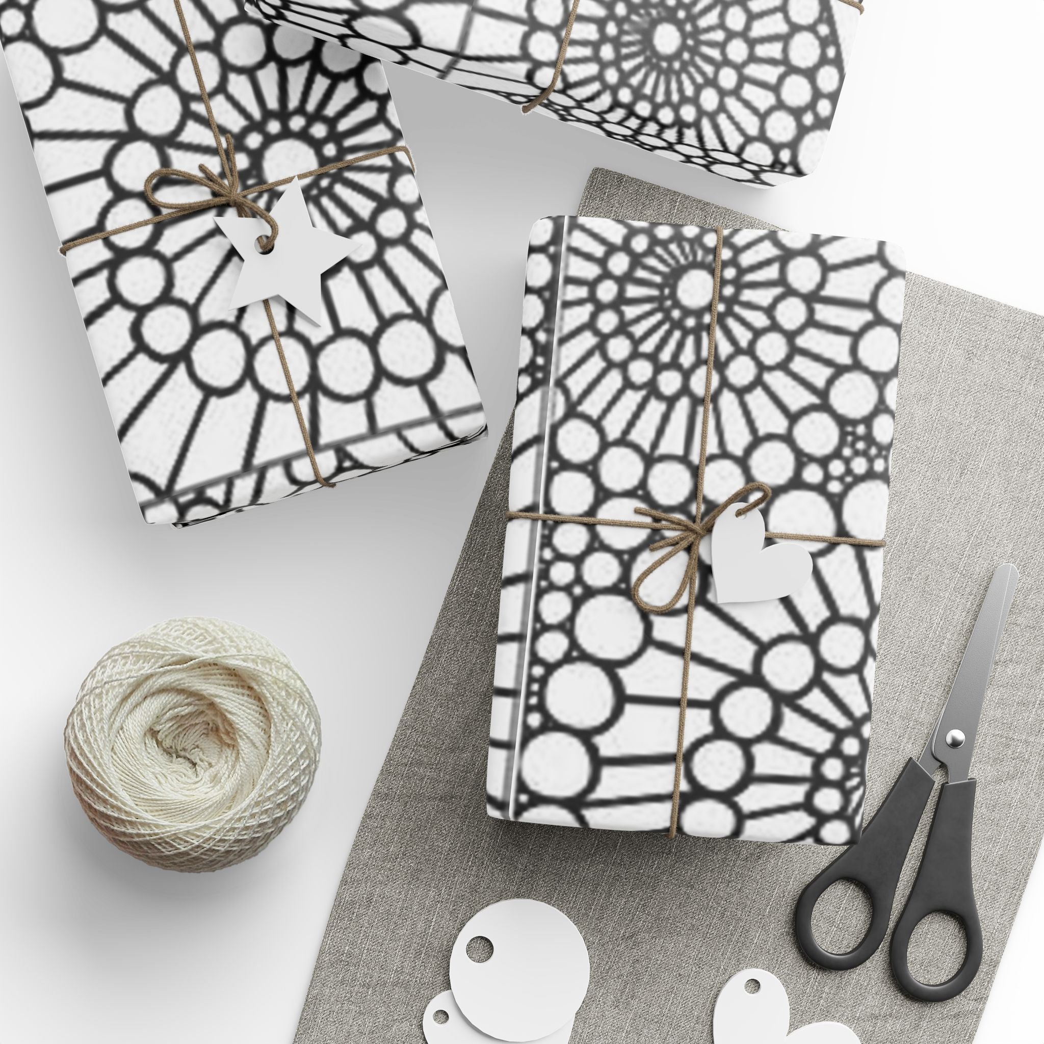 Elegant Geometric Wrapping Paper, Gift Wrap for All Occasions, Modern Black and White Pattern, Birthday, Wedding, Holiday Wrap