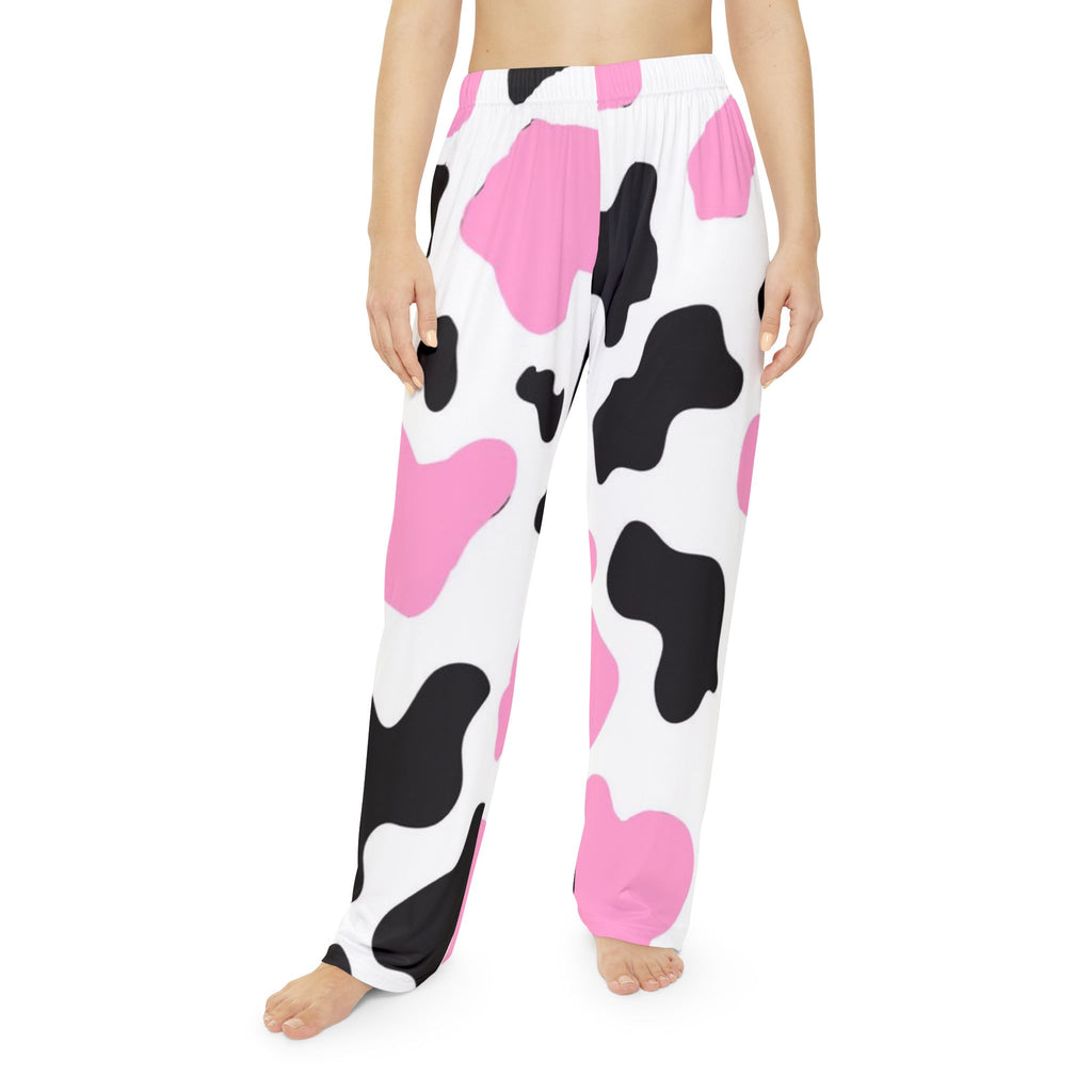 Cute Cow Print Women's Pajama Pants, Comfy Loungewear, Sleep Pants, Gift for Her, Cozy Nightwear, Fun Animal Print