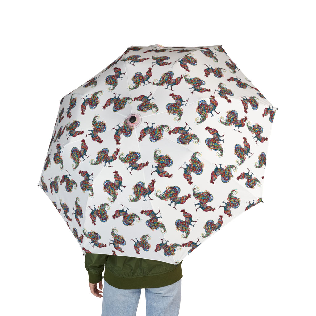 Whimsical Rooster Foldable Umbrella - Fun Design for Rainy Days, Travel Essentials, Unique Gift, Lightweight Outdoor Gear, Compact Sunshade
