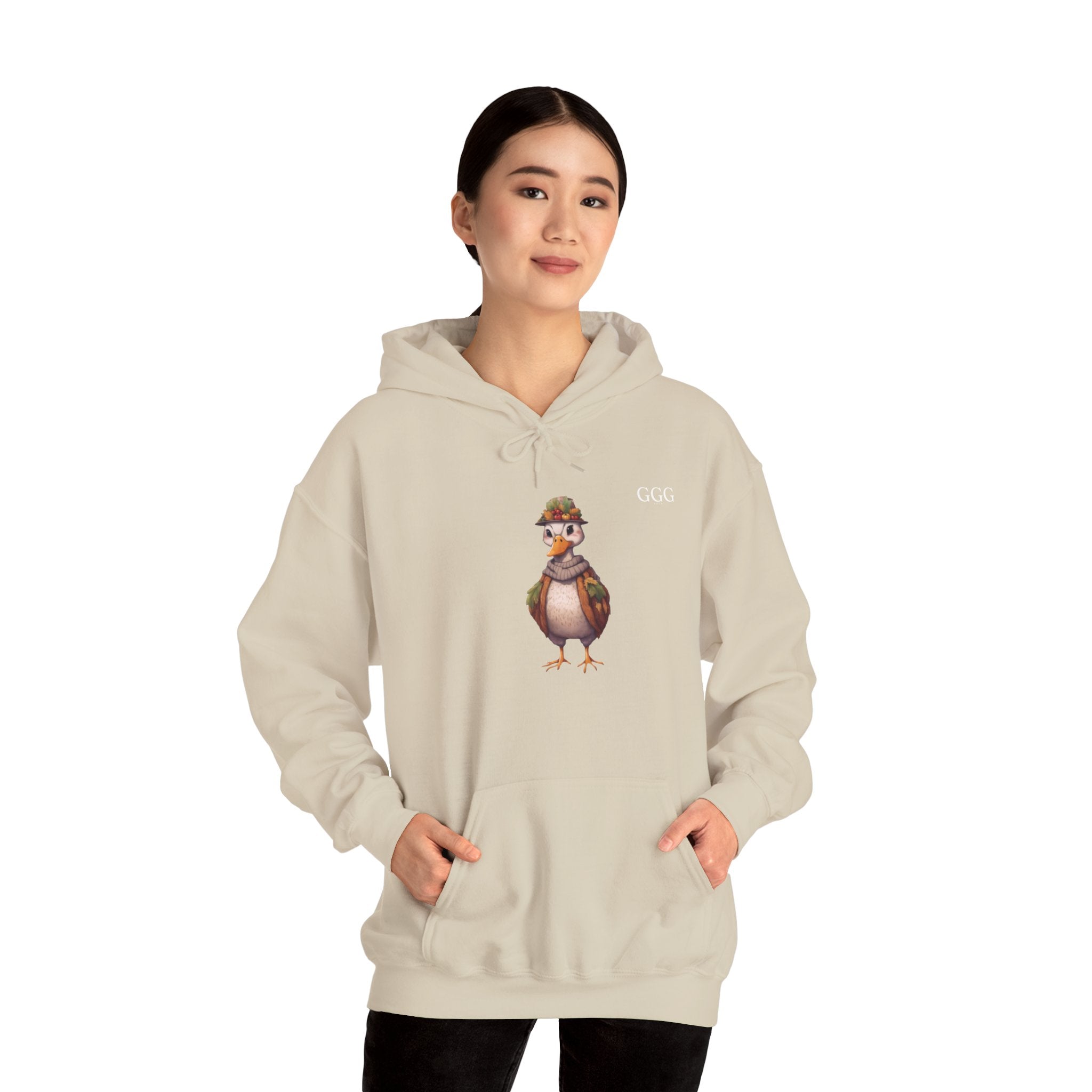 Duckling Graphic Hoodie — Cute Vintage Duck with Scarf Sweatshirt