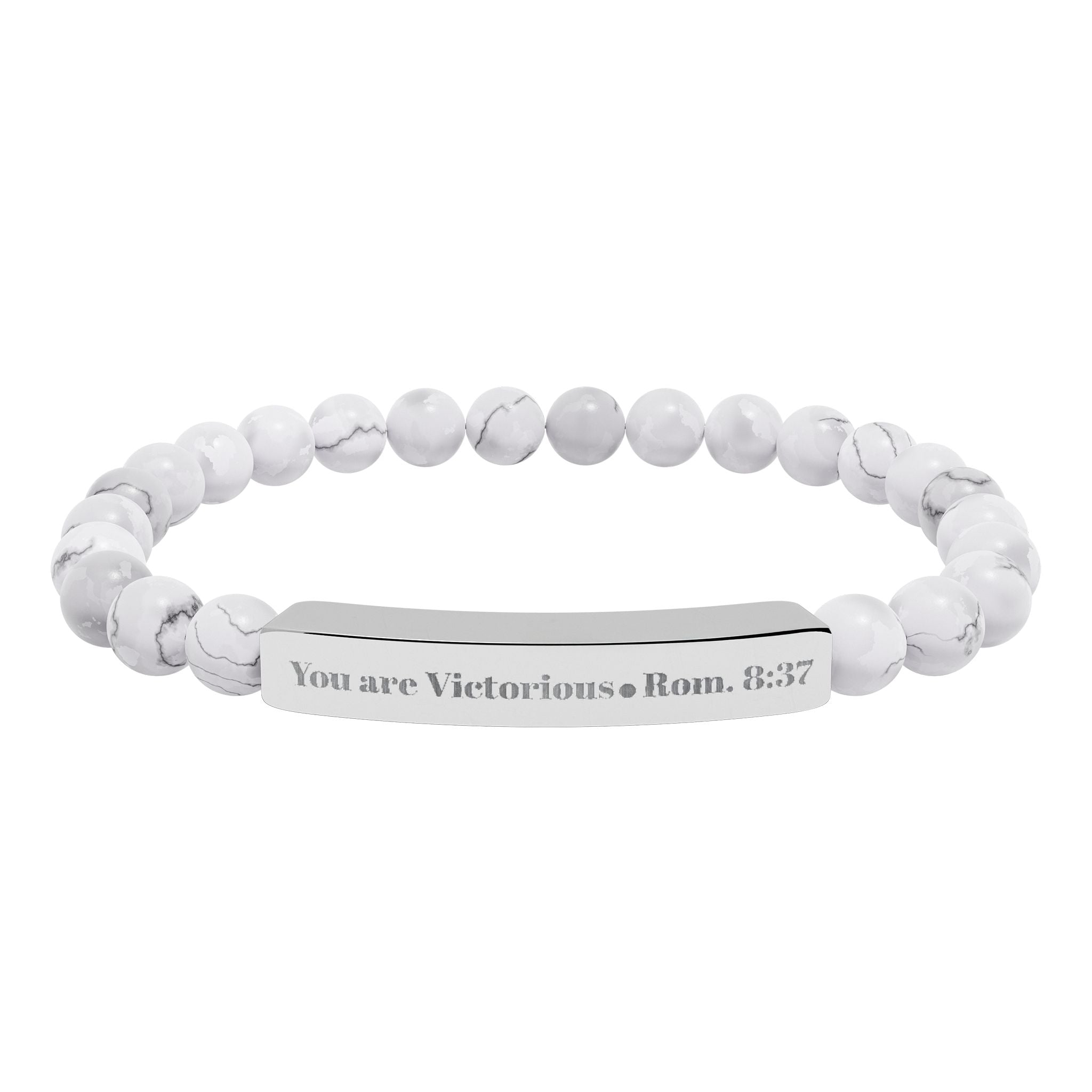 "You are victorious" Engraved Natural Stone Bracelet for Mindfulness, Personal Meaning Bracelet