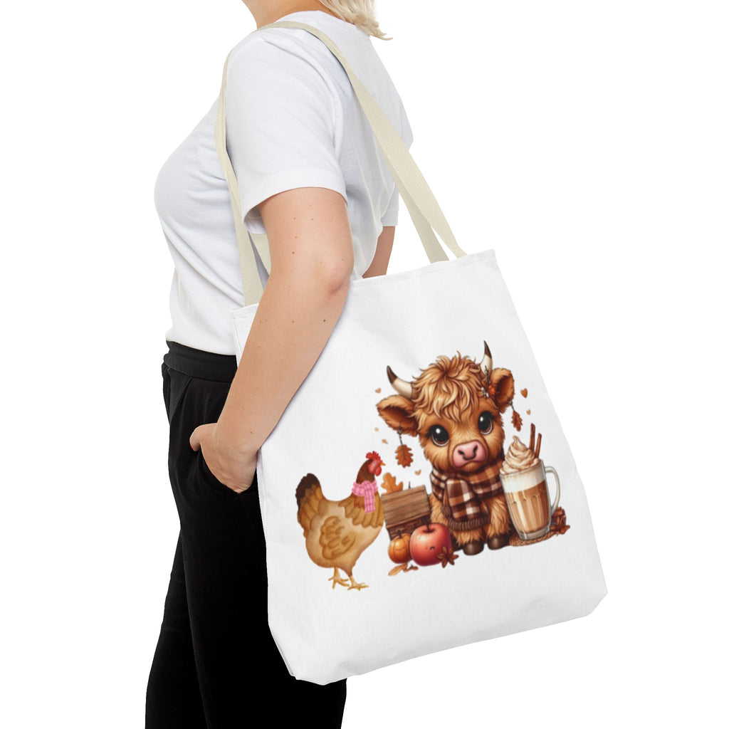 Friends- Cute Cow & Chicken Tote Bag for Farm Lovers, Harvest Market Bag
