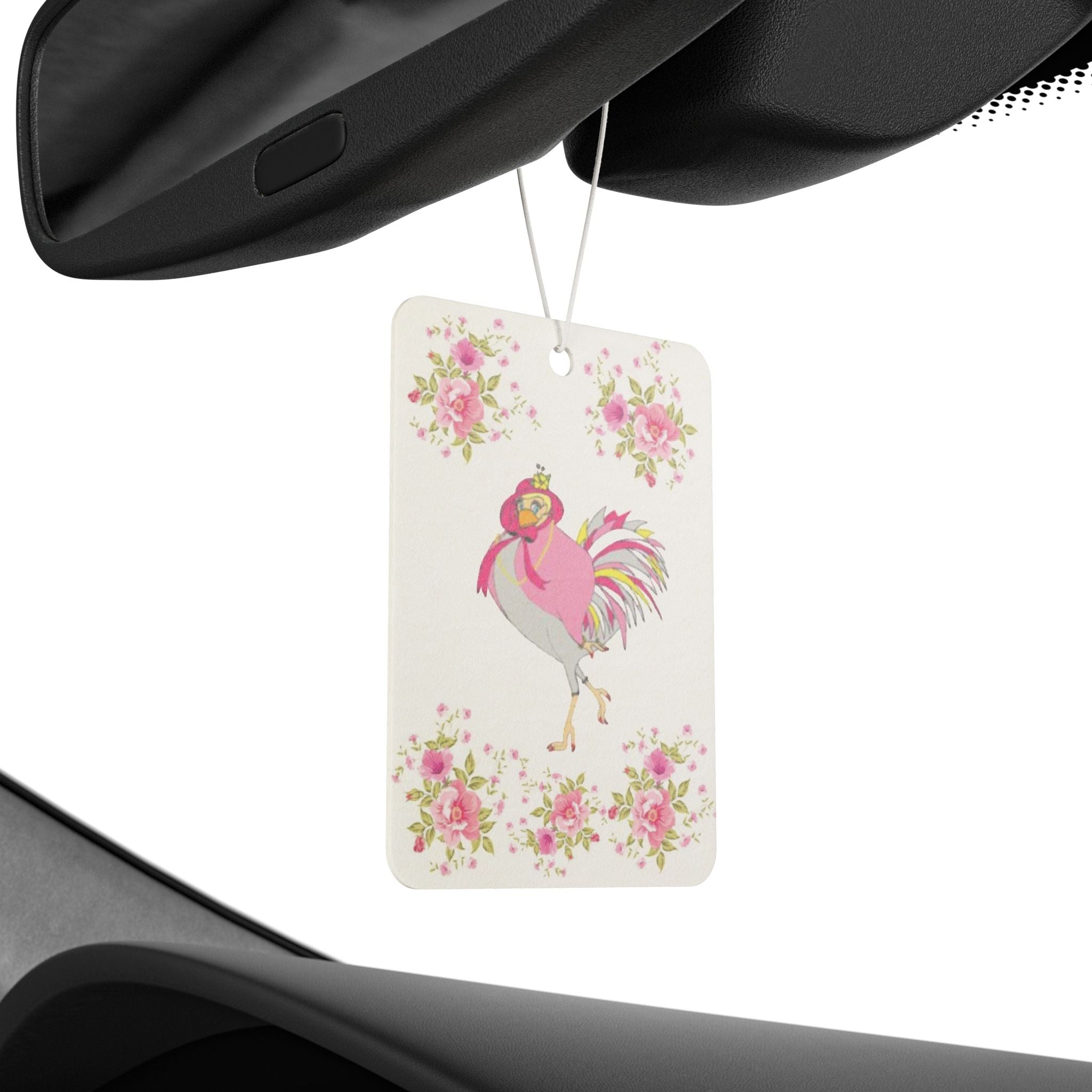 Colorful Floral Car Air Freshener | Pink Chicken