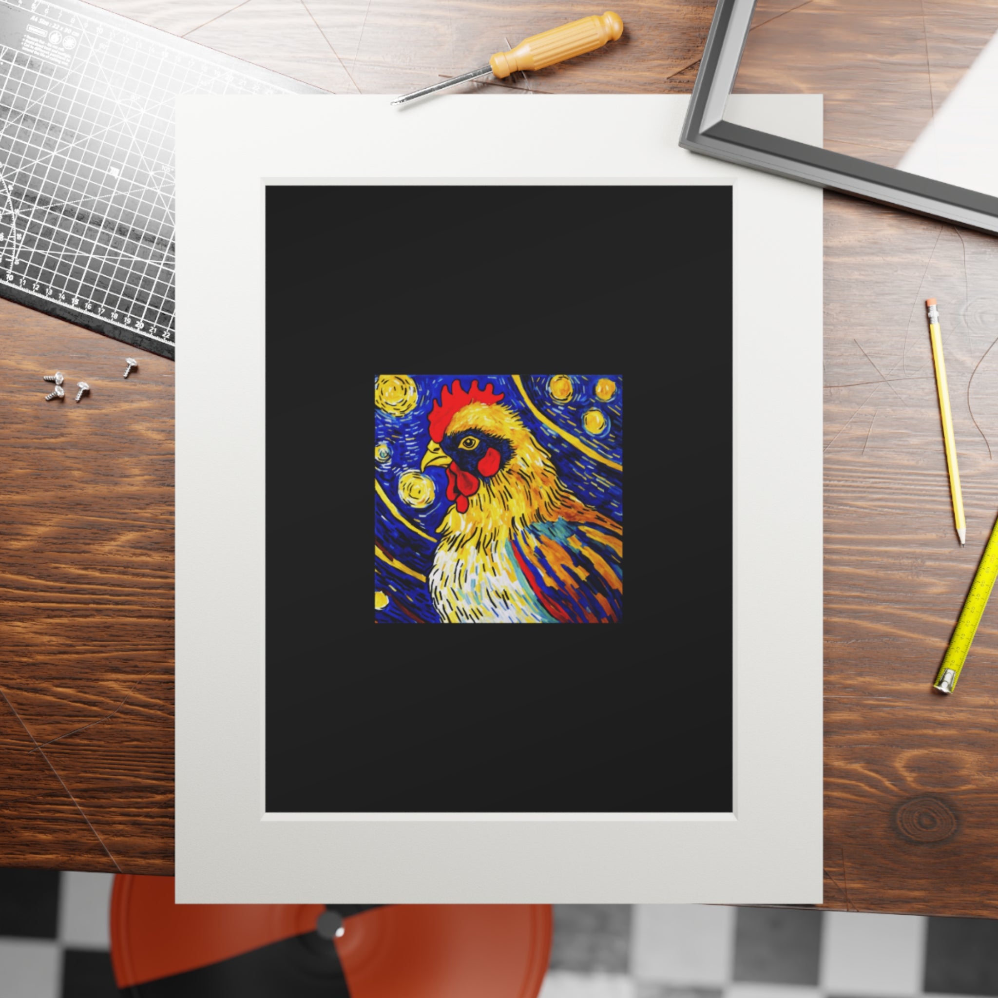 Vibrant Chicken Art Print,  Farmhouse Style Artwork, Perfect for Kitchen or Gallery