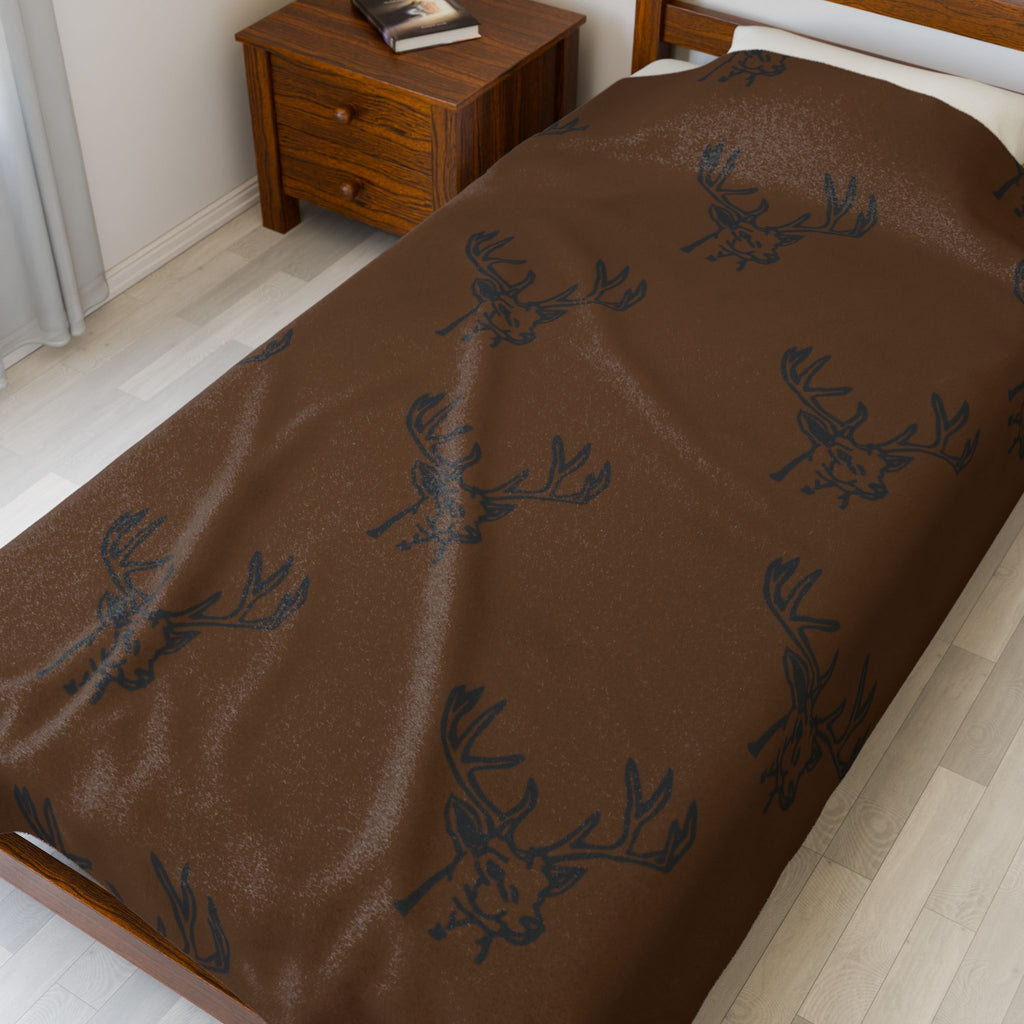 Velveteen Blanket with Rustic Antlers Design