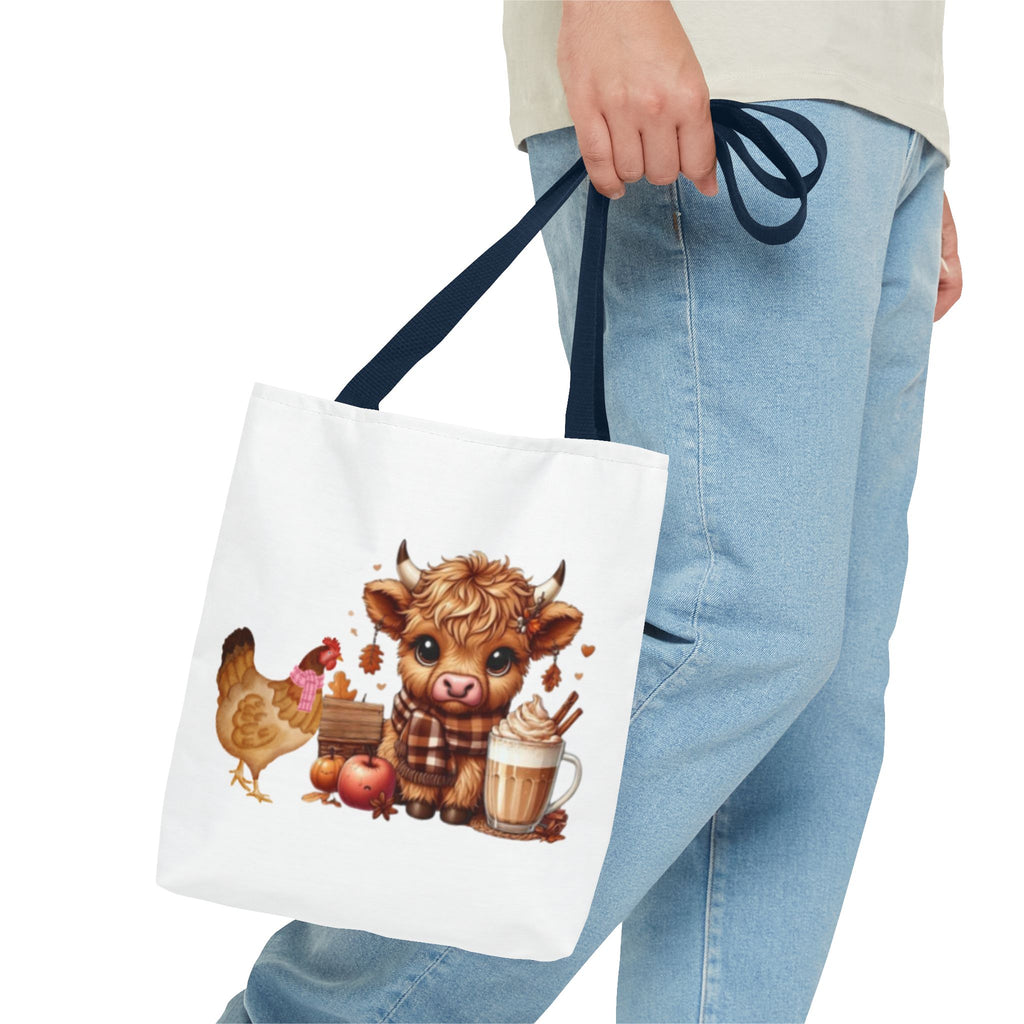 Friends- Cute Cow & Chicken Tote Bag for Farm Lovers, Harvest Market Bag