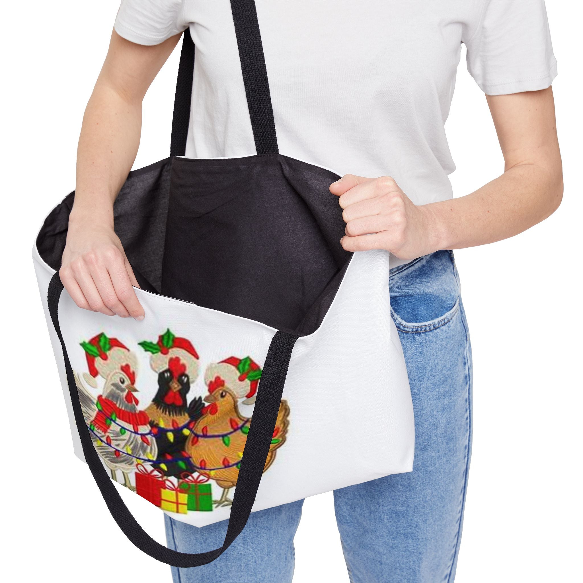 Festive Chicken Tote Bag | Holiday Shopping, Christmas, Gift, Farmhouse Decor