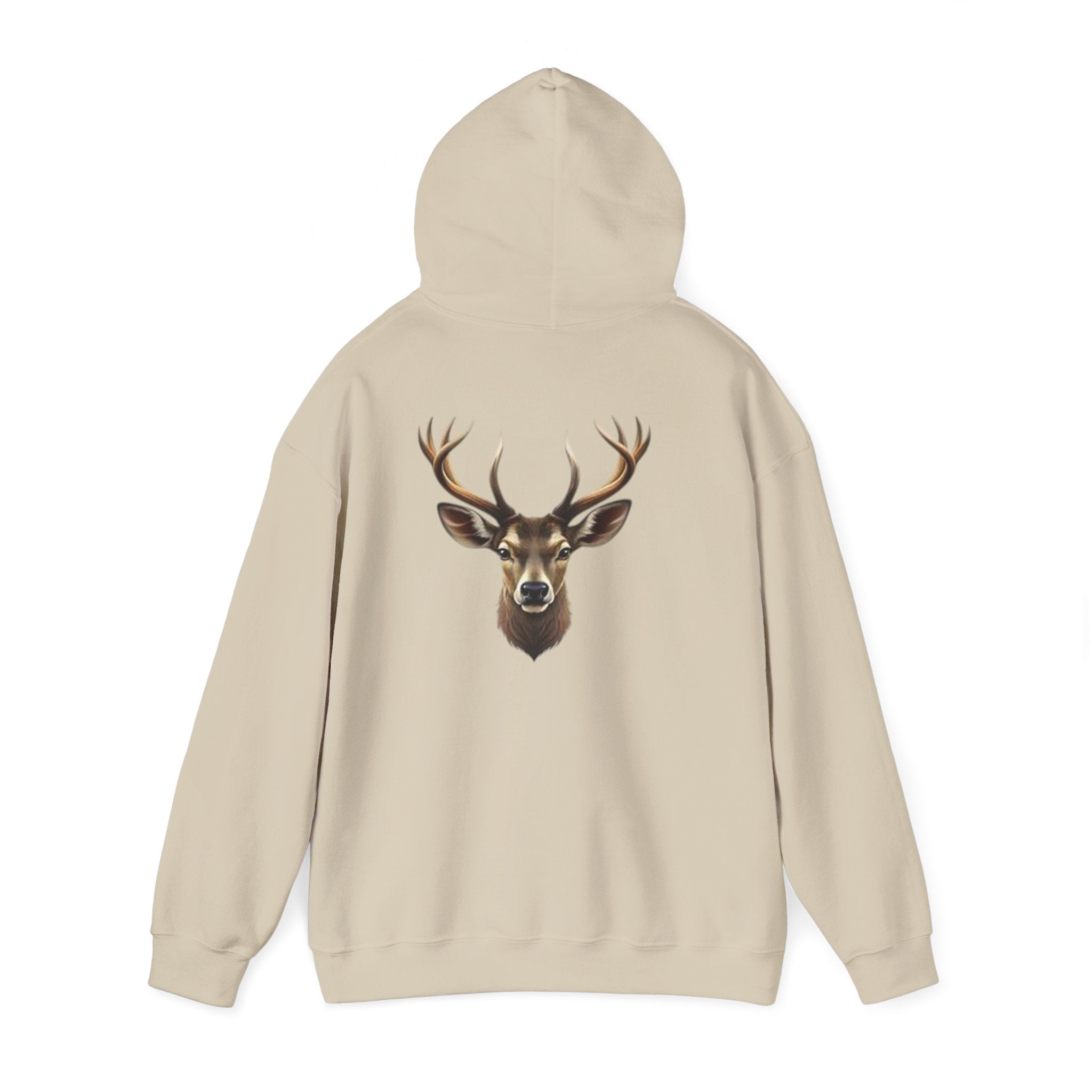 Deer Head Hoodie — Realistic Stag Antler Graphic Pullover