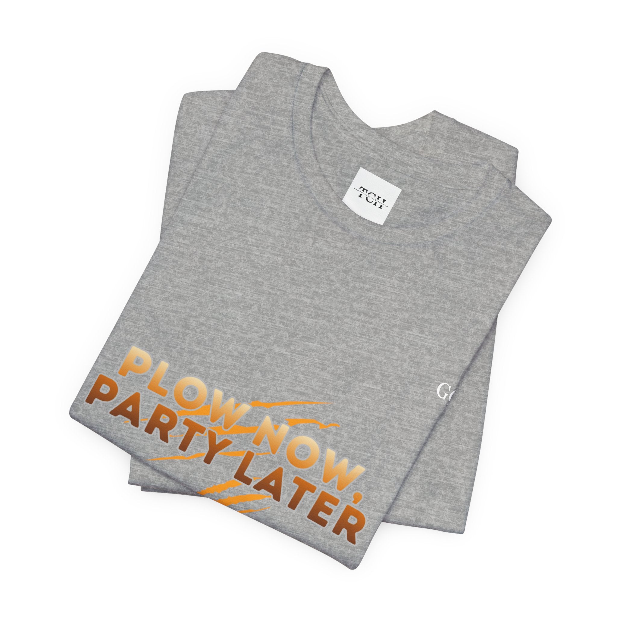 Plow Now Party Later Tee — Rustic Farm-to-Festival Graphic T-Shirt
